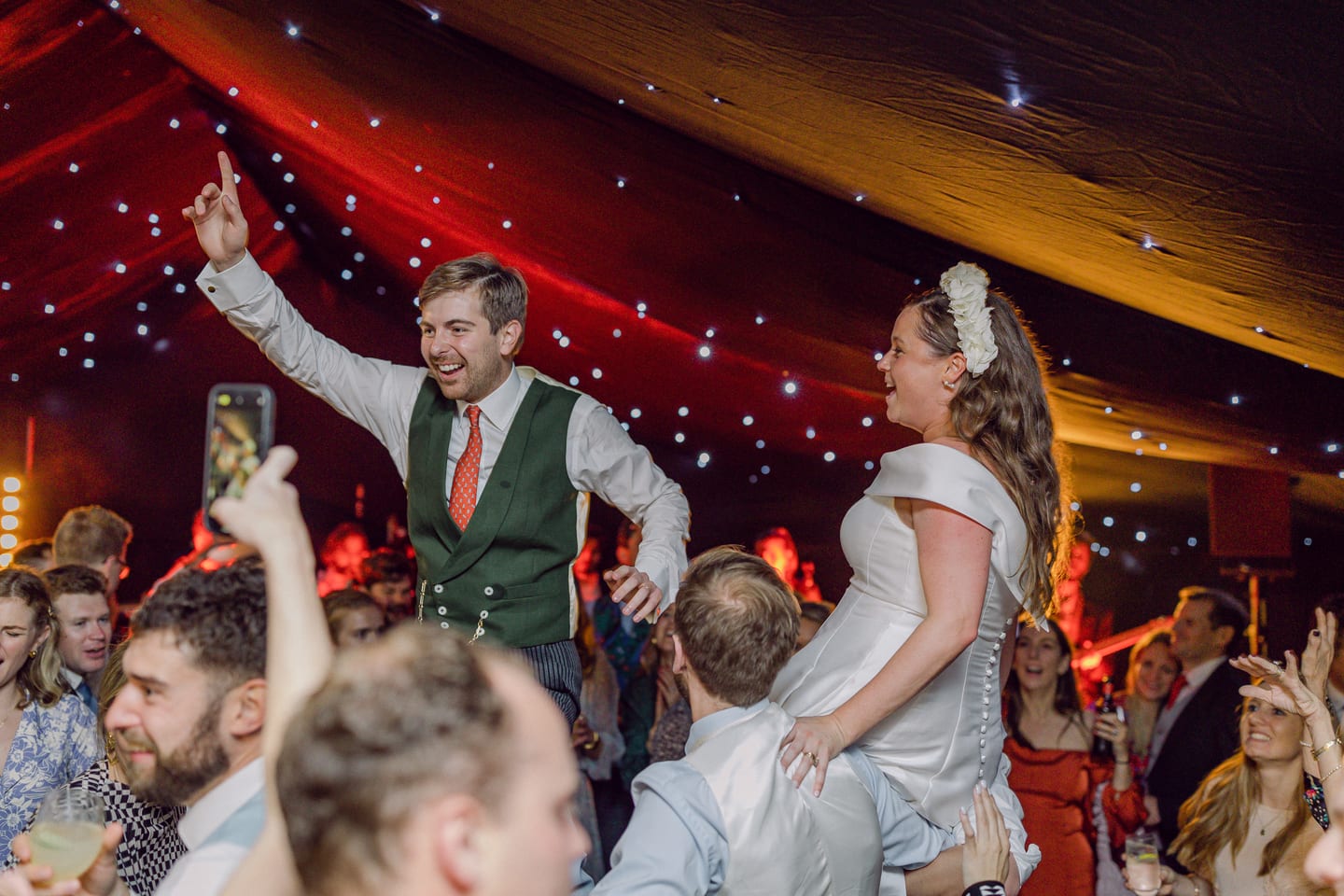 Dancing at a marquee wedding